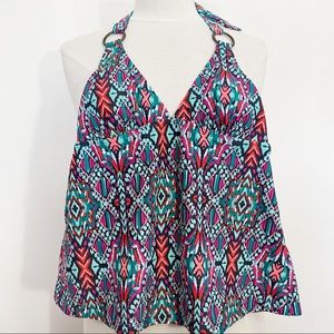 CONVERSE One Star halter ring detail padding elastic back print tankini top S